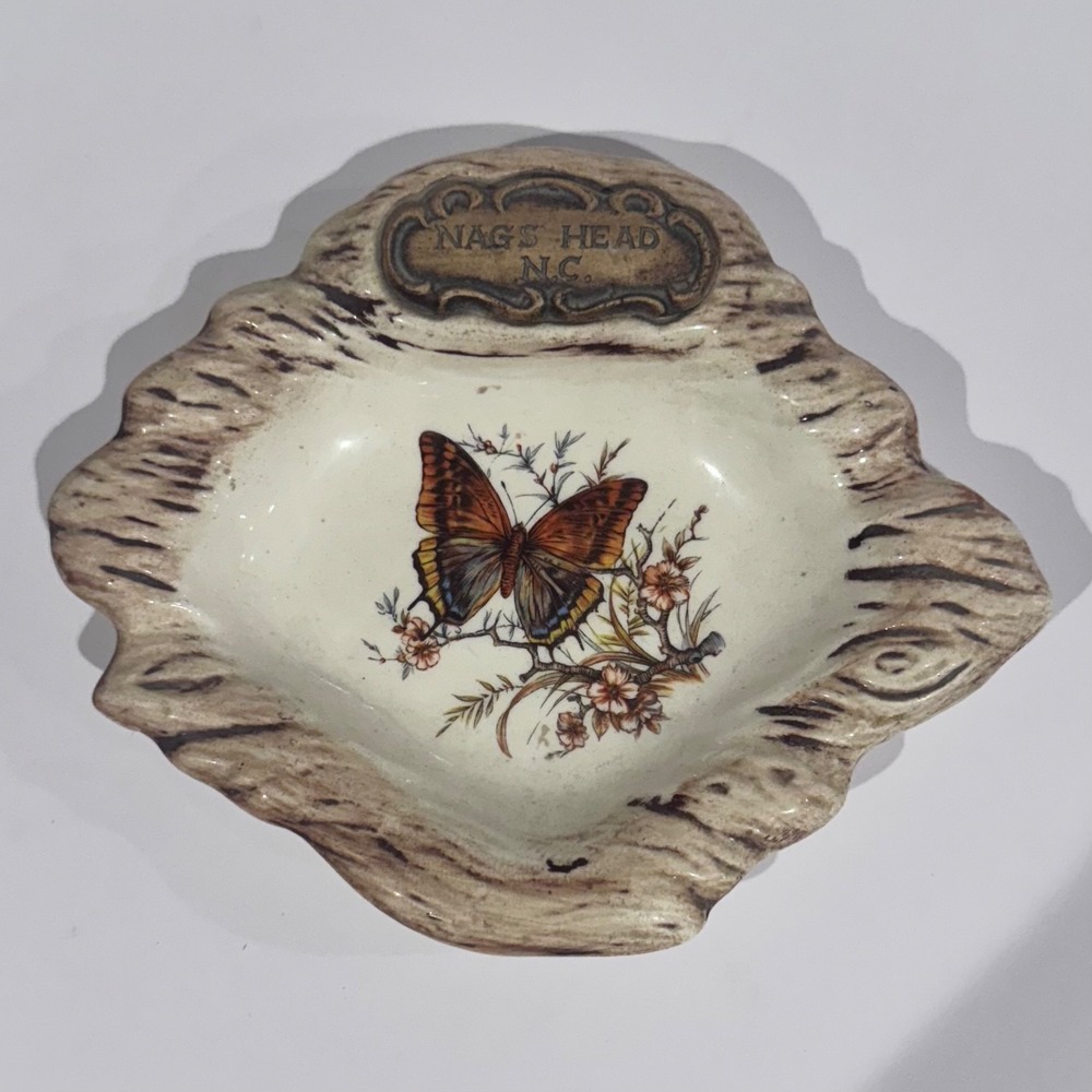 Vintage‎ Treasure Craft Souvenier Nags Head NC Butteryfly Dish USA